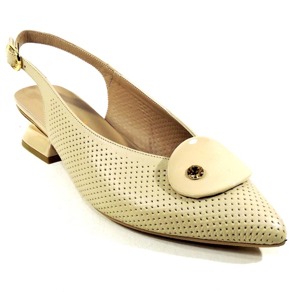 ALESSANDRO DI MARIA 🇮🇹 WOMEN'S BEIGE LEATHER COMFORT SUMMER SANDALS - Picture 3 of 7